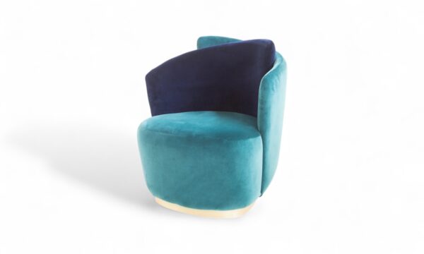 Modern velvet swivel chair with curved backrest