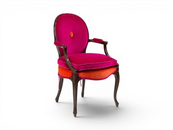 Luxe Harmony Armchair with vibrant fuchsia velvet upholstery