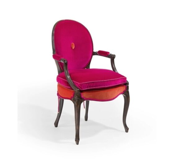 Luxe Harmony Armchair with vibrant fuchsia velvet upholstery