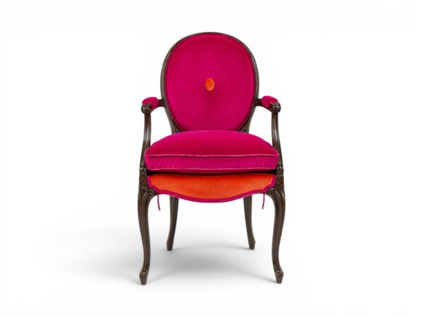 Luxe Harmony Armchair with vibrant fuchsia velvet upholstery