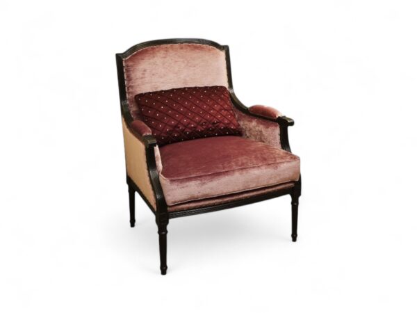 Luxurious mulberry velvet armchair with plush cushioning