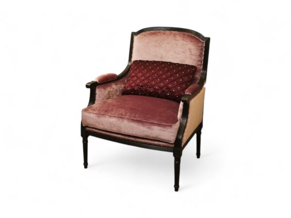 Mulberry Grace Armchair with velvet upholstery and wooden frame