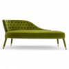 Velour Bliss Chaise Lounge with gold-finish base and velvet upholstery