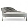 Contemporary velvet chaise lounge in pale beige tone