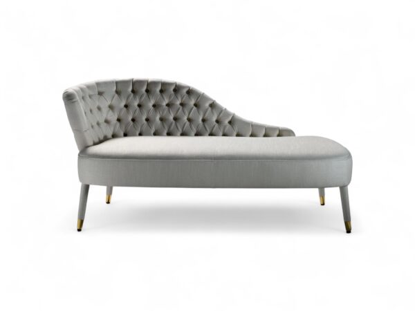 Contemporary velvet chaise lounge in pale beige tone