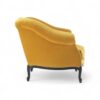 Curved scroll arm armchair in mustard velvet finish