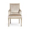 Antique Carved Chair with classic wood frame and neutral fabric