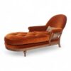 Opulent Orange Chaise Lounge with tufted seat and wooden frame