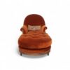 Elegant Opulent Orange Chaise Lounge with plush padding and turned wooden legs