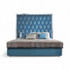 Luxurious bed with geometric hexagonal panel design