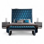 Sapphire Majesty Bed with bold blue tufted headboard