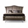Modern wingback bed in champagne velvet