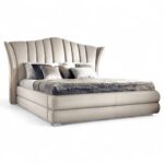 Champagne Essence Bed with sculpted velvet headboard