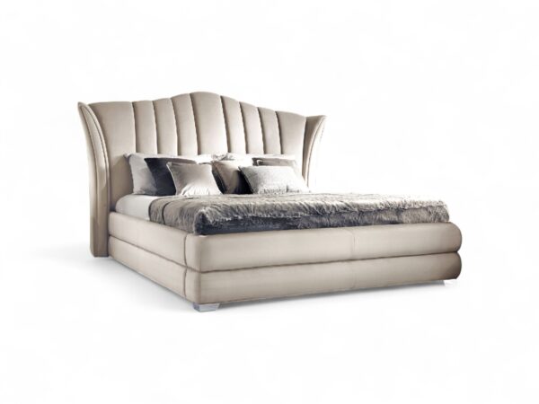 Champagne Essence Bed with sculpted velvet headboard