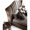 Upholstered bed with vertical channel tufting