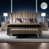 Contemporary champagne bed with soft finish
