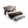 Champagne Essence Bed with sculpted velvet headboard