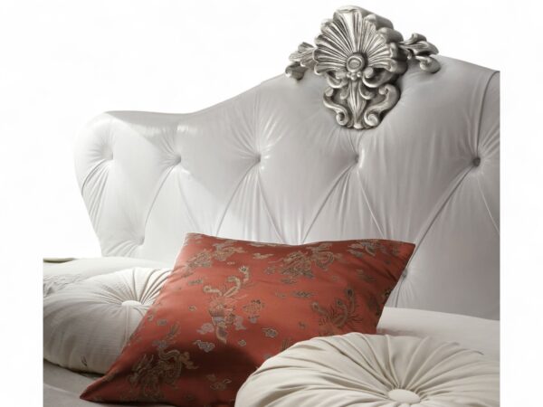 Luxurious onyx bed with majestic tufted headboard and elegant design