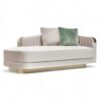 Velour Bliss Chaise Lounge with gold-finish base and velvet upholstery