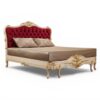 Dolce Vita Bed with deep red velvet and ornate gold carvings