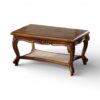 Belleterre Cane Coffee Table with wooden top and cane shelf