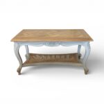 Belleterre Cane Coffee Table with wooden top and cane shelf
