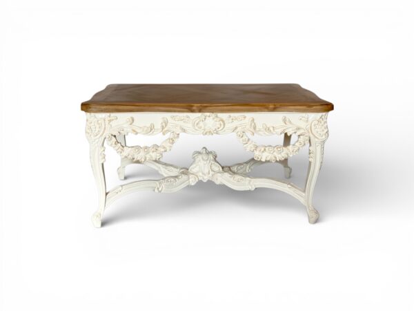 Florentia carved console table with white finish