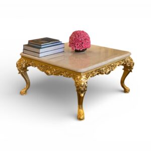 Imperial Gold Coffee Table with ornate carved base