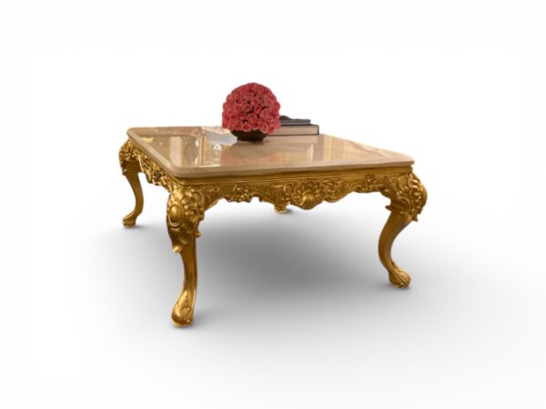 Luxury gold finished coffee table with stone top