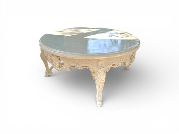 Luxury ivory round coffee table with hand carving