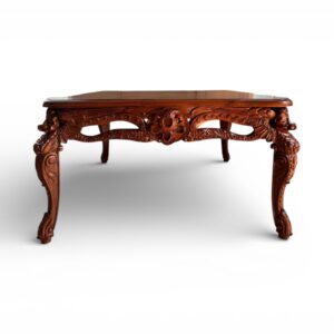 Victorian coffee table with hand-carved wooden detailing