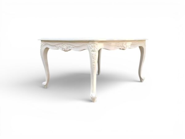 European carved white coffee table