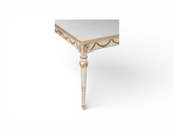 European style carved dining table in teak wood