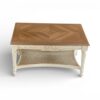 Handcrafted cane shelf centre table in ivory finish