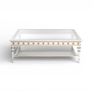 Aurielle Luxe Coffee Table with ivory finish and glass top