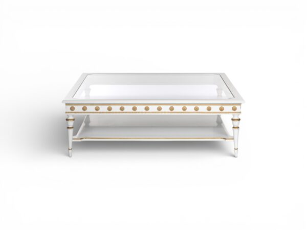 Aurielle Luxe Coffee Table with ivory finish and glass top