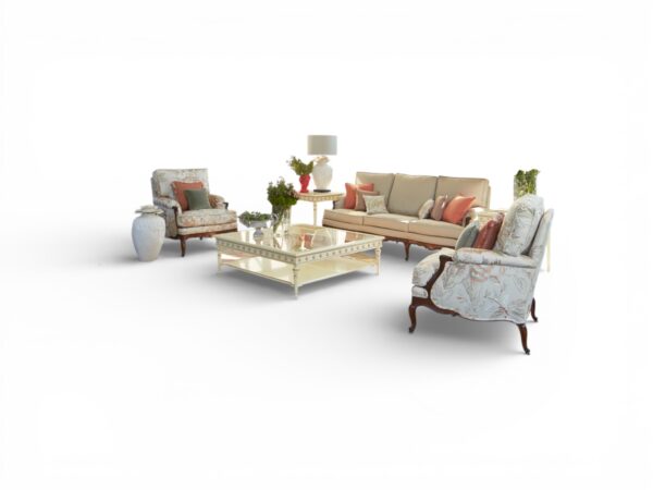 Premium coffee table with lower shelf and gold accents