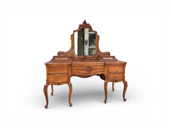 Carved wooden dresser with mirror
