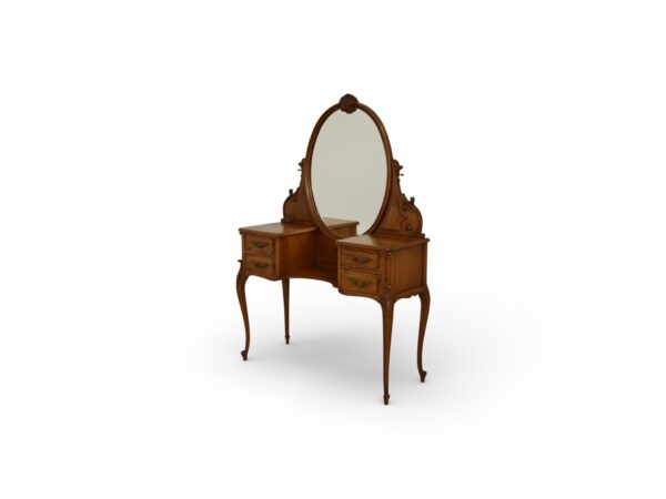 Elegant vanity table with oval mirror