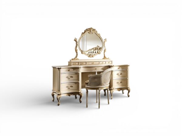 Elegant ivory dressing table with carved detailing
