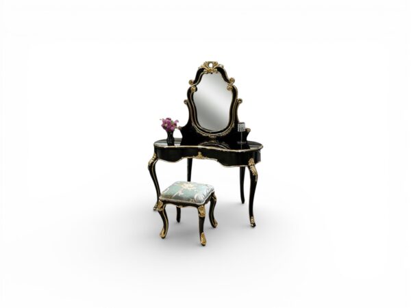 Luxury black dressing table with gold detailing
