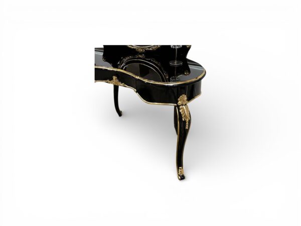Classic black vanity table with curved legs