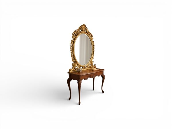 Classic wooden dressing table with carved detailing