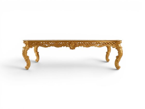 Classic teakwood dining table with ornate carving
