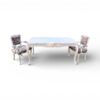 Solid wood table with botanical carving accents