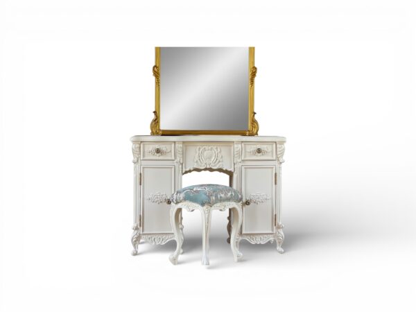 Ivory dressing table with gold mirror frame