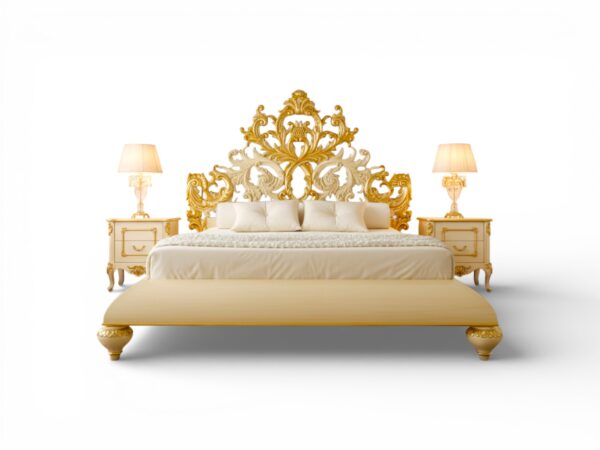 Grand gold carved throne style bed