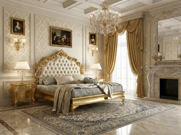 Grand Crown Bed luxury gold tufted bed