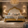 Grand Crown Bed luxury gold tufted bed