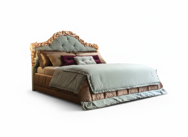 Elegant carved wooden bed for master bedroom